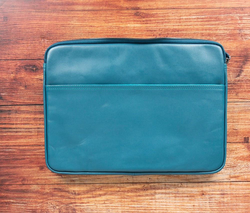 Awe 16 inch MacBook and PC Compatible Leather Case Blue