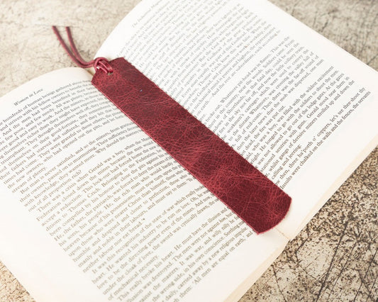 Leather Bookend, Antique Claret Red