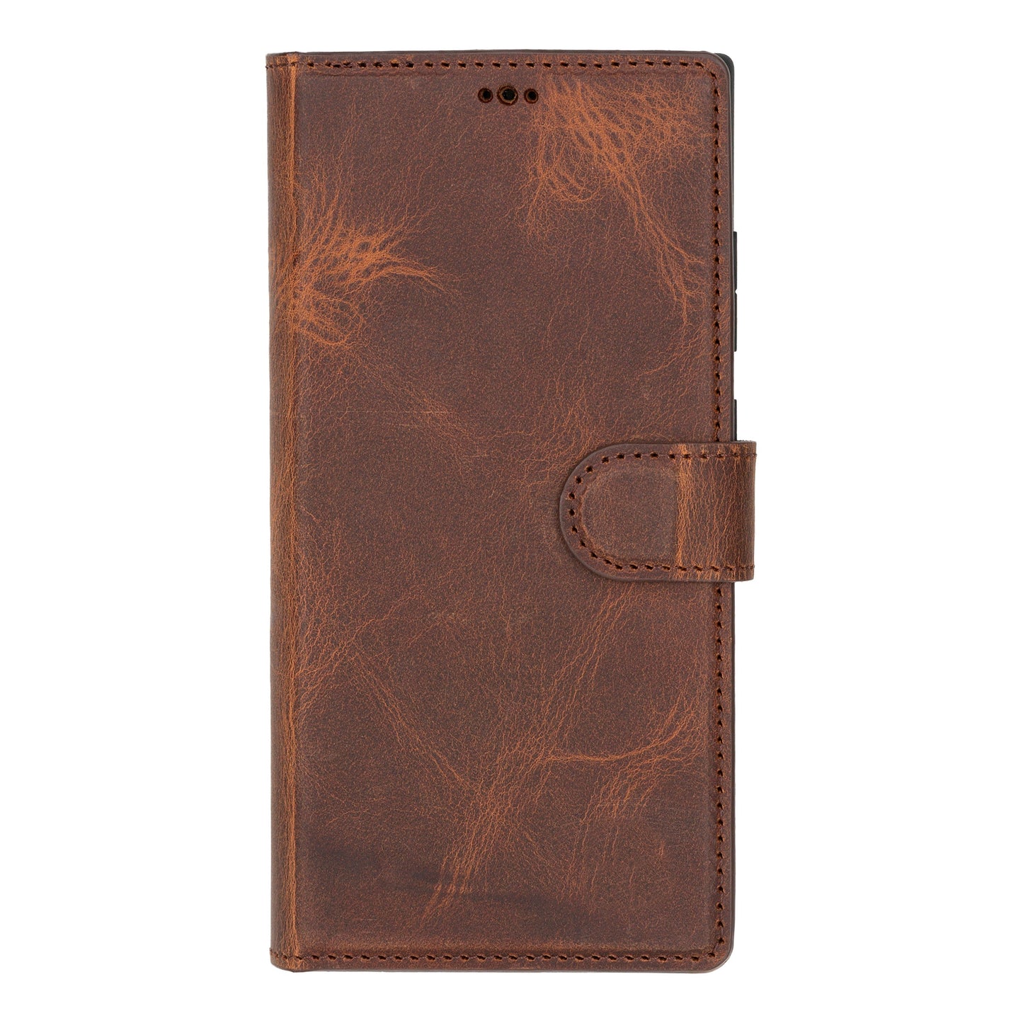 Samsung Galaxy S24 Ultra Compatible, Leather Wallet Case, Antique Brown