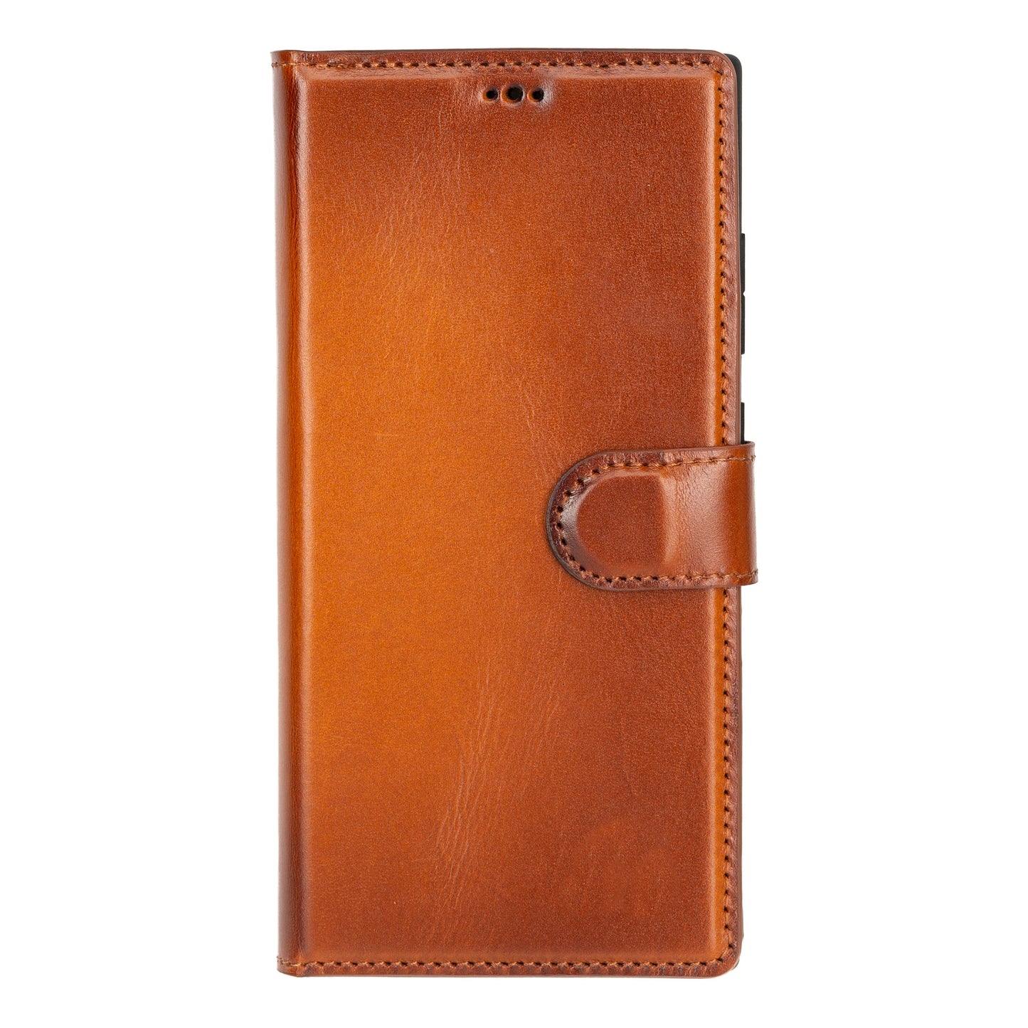 Samsung Galaxy S24 Ultra Compatible, Leather Wallet Case, Effect Tan