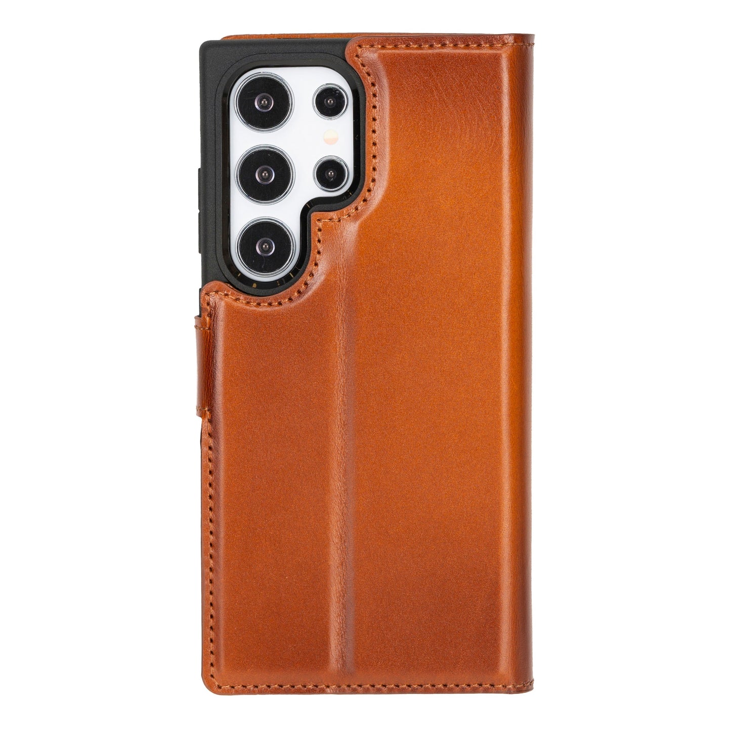 Samsung Galaxy S24 Ultra Compatible, Leather Wallet Case, Effect Tan