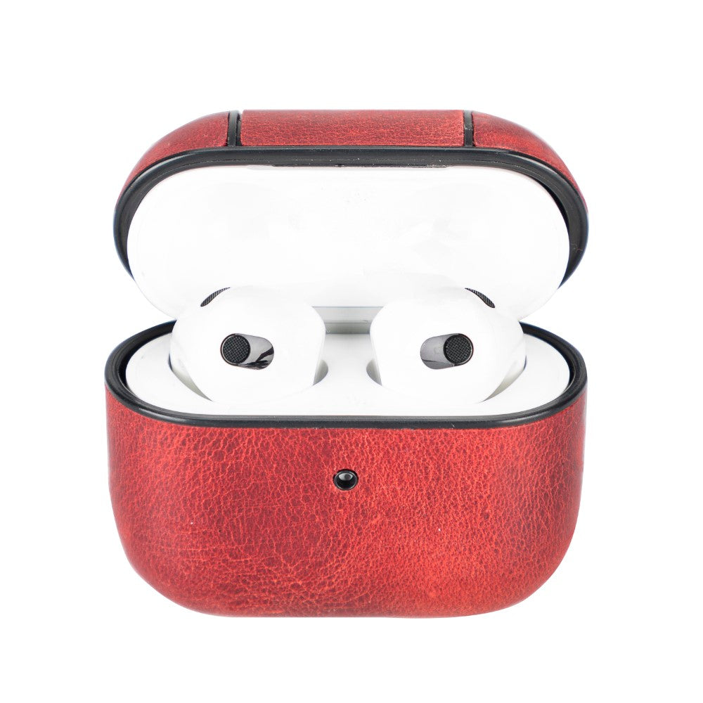 Apple AirPods 3rd generation Compatible Leather Case Juni AA4 Red