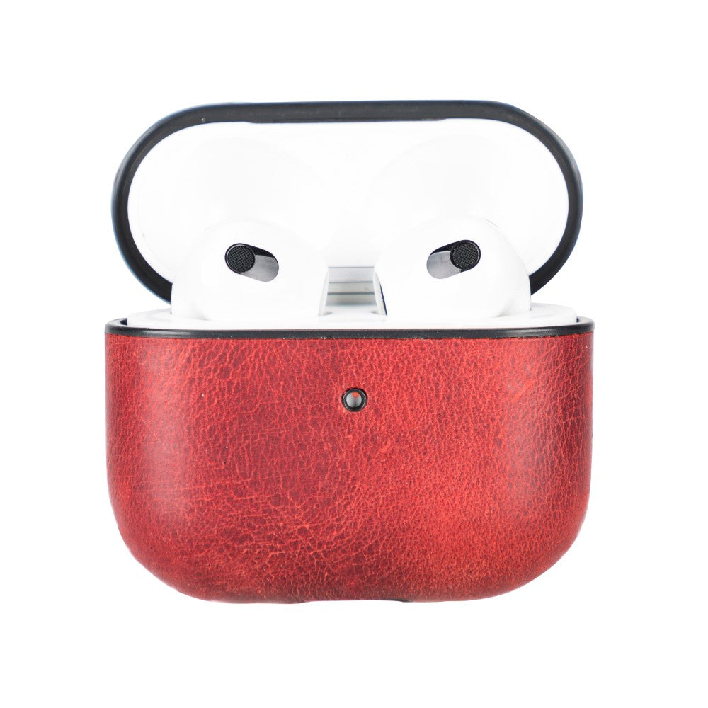 Apple AirPods 3rd generation Compatible Leather Case Juni AA4 Red