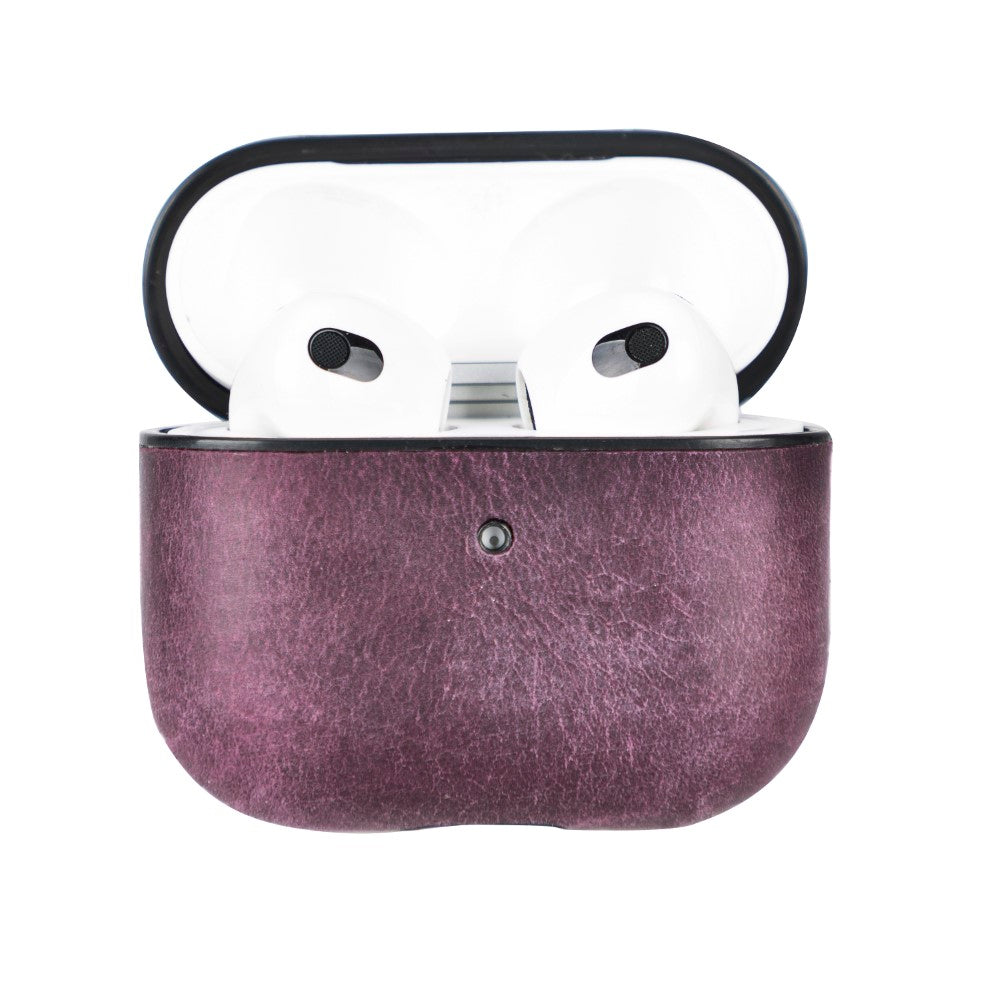 Apple AirPods 3rd generation Compatible Leather Case Juni AA7 Purple