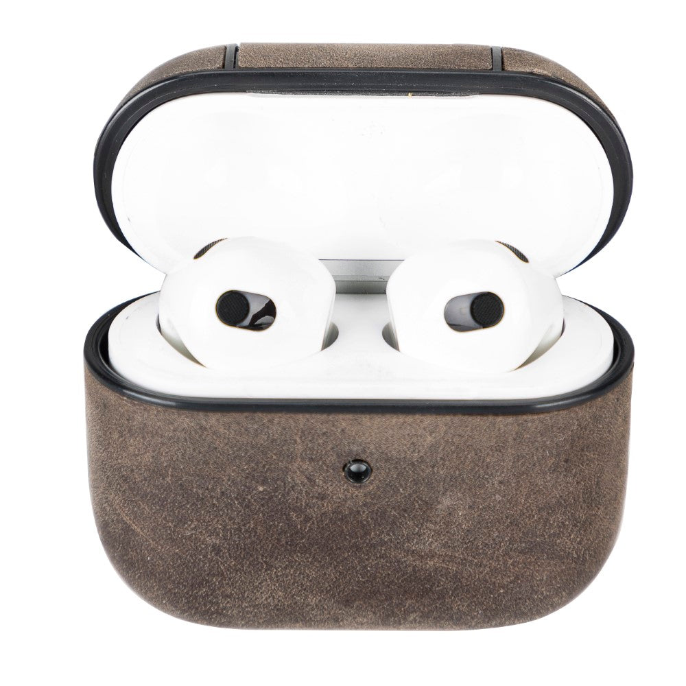 Apple AirPods 3rd Generation Compatible Leather Case Juni RO6 Brown