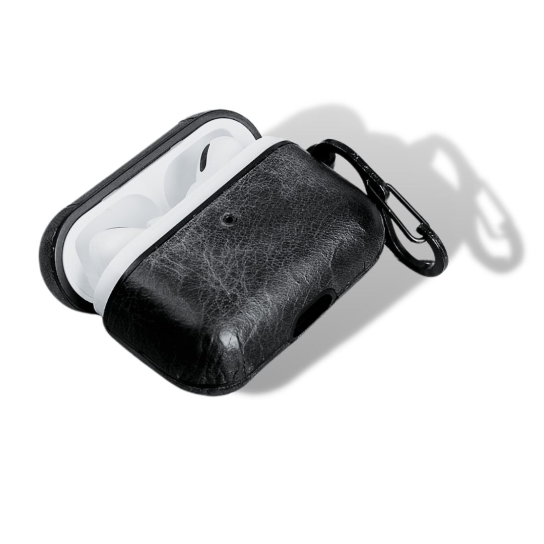 Apple AirPods Pro Compatible Leather Case Juni RST1 Black