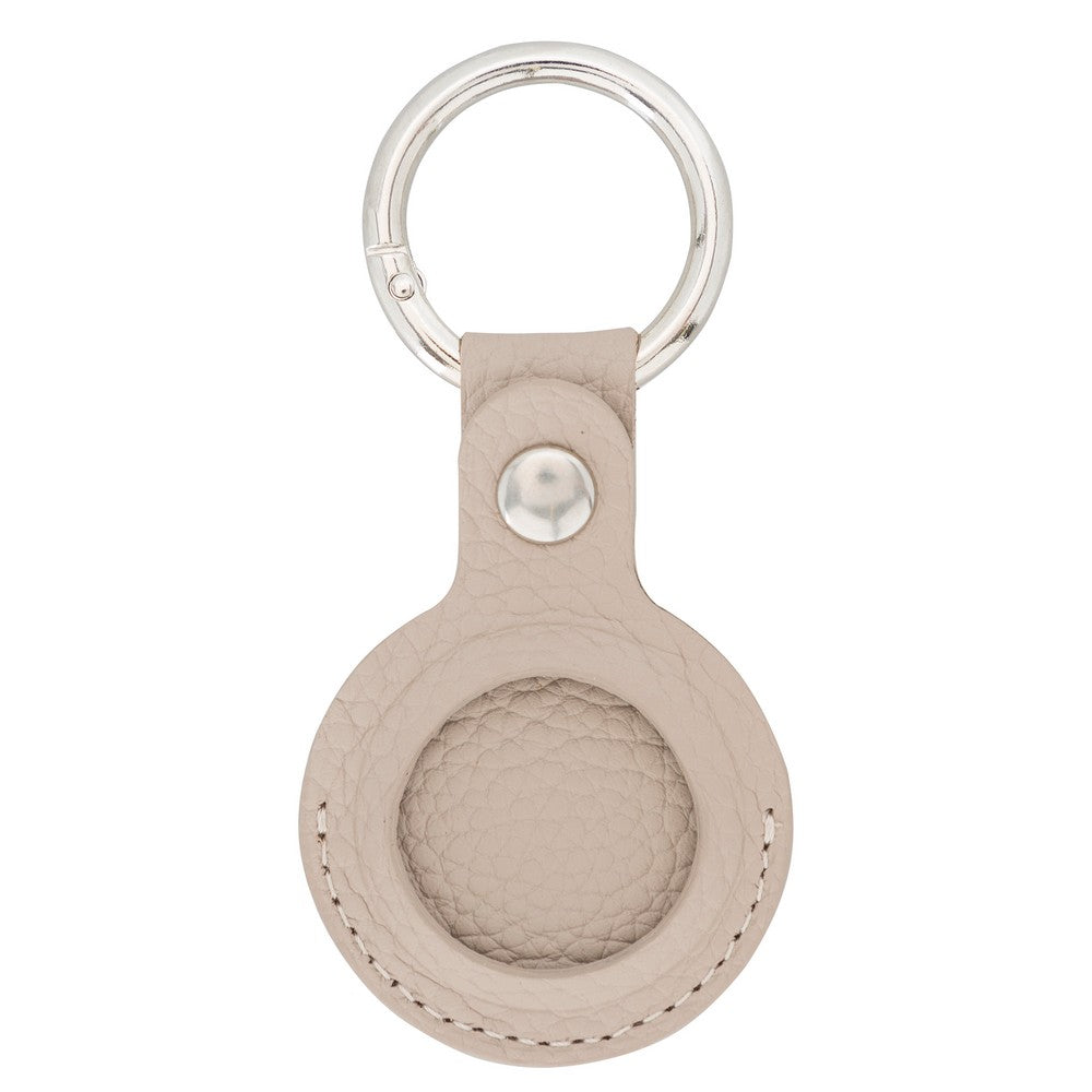 Apple AirTag Compatible Leather Keychain, Beige Color