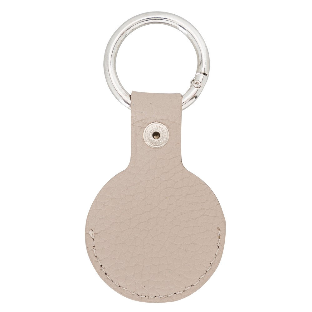Apple AirTag Compatible Leather Keychain, Beige Color