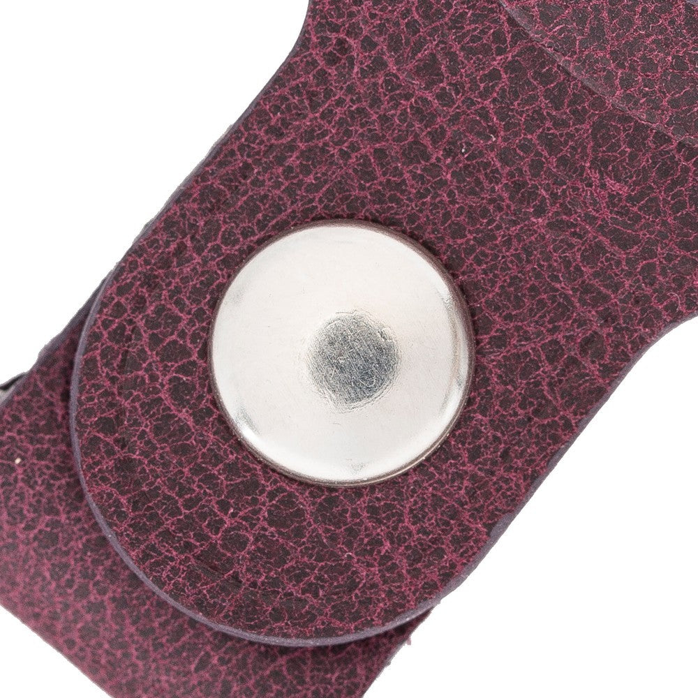 Apple AirTag Compatible Leather Keychain, Purple