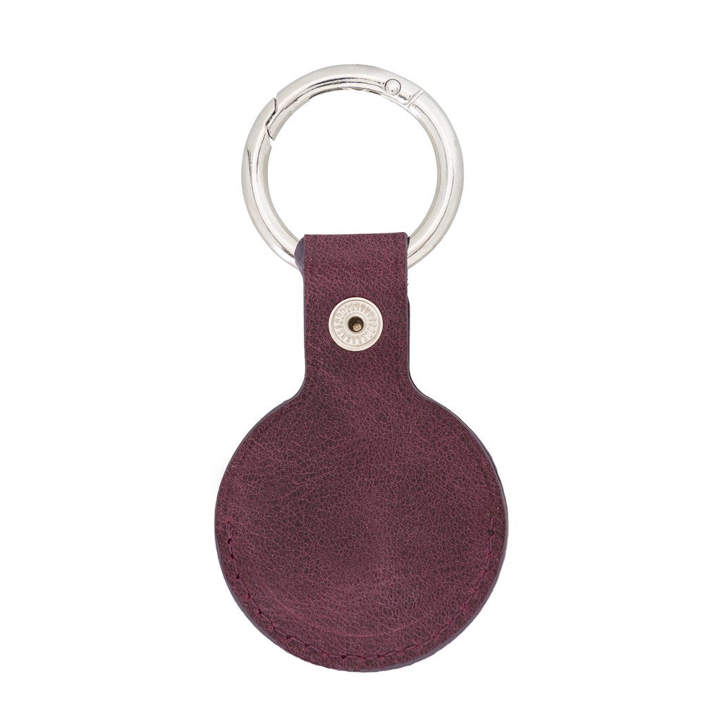 Apple AirTag Compatible Leather Keychain, Purple