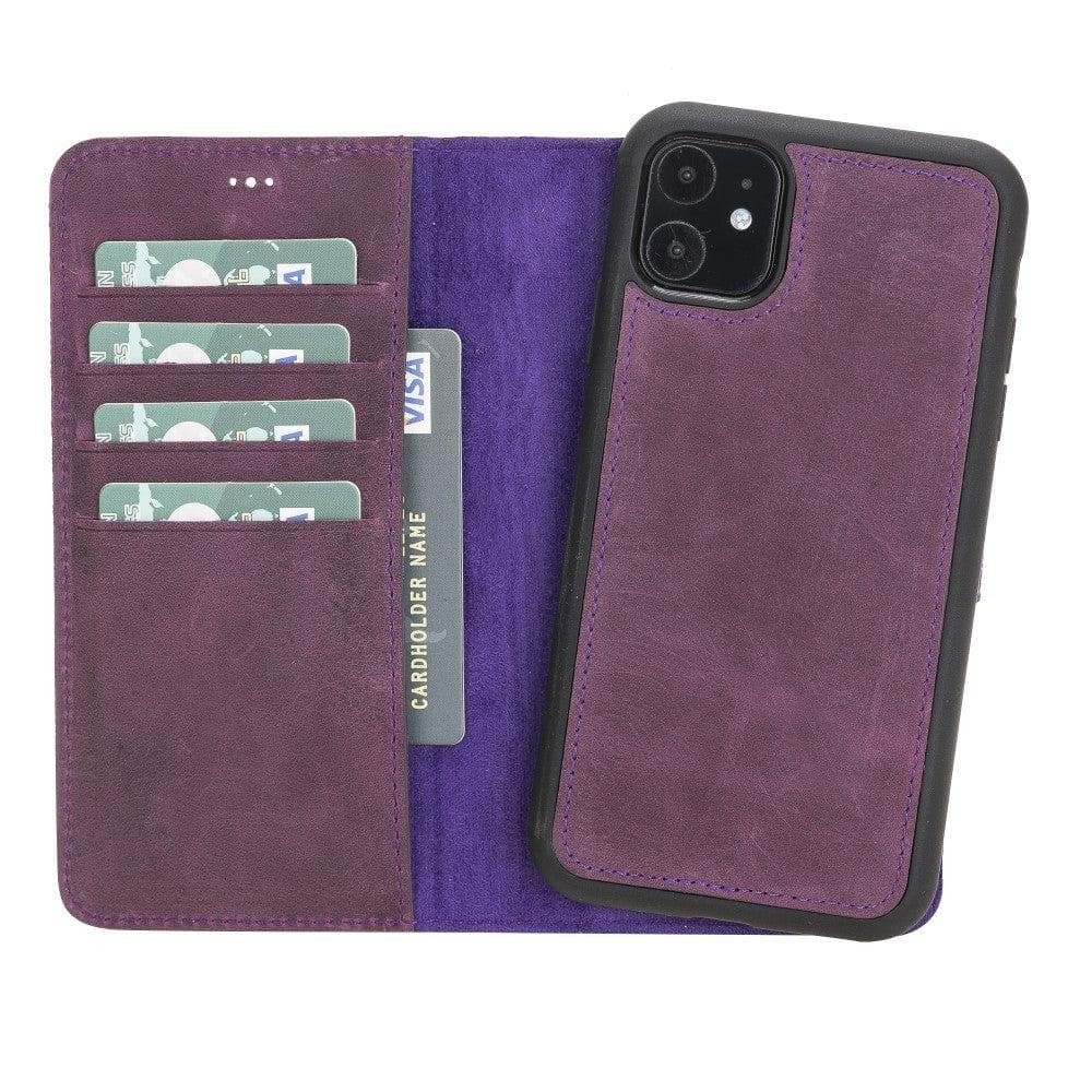 Apple iPhone 11 Pro Compatible Leather Wallet Case G7 Purple