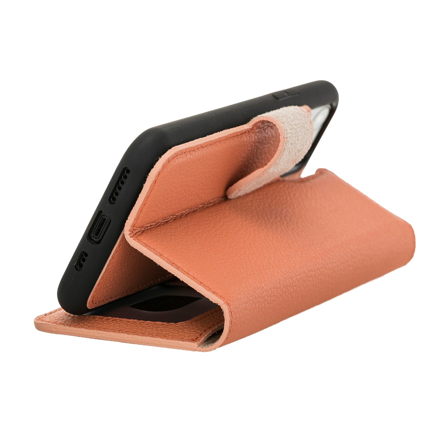 Apple iPhone 11 Pro Compatible, Genuine Leather Card Holder Case, Coral 