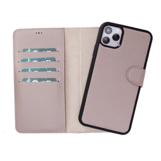 Apple iPhone 11 Pro Compatible Leather Wallet Case ERC3 Beige