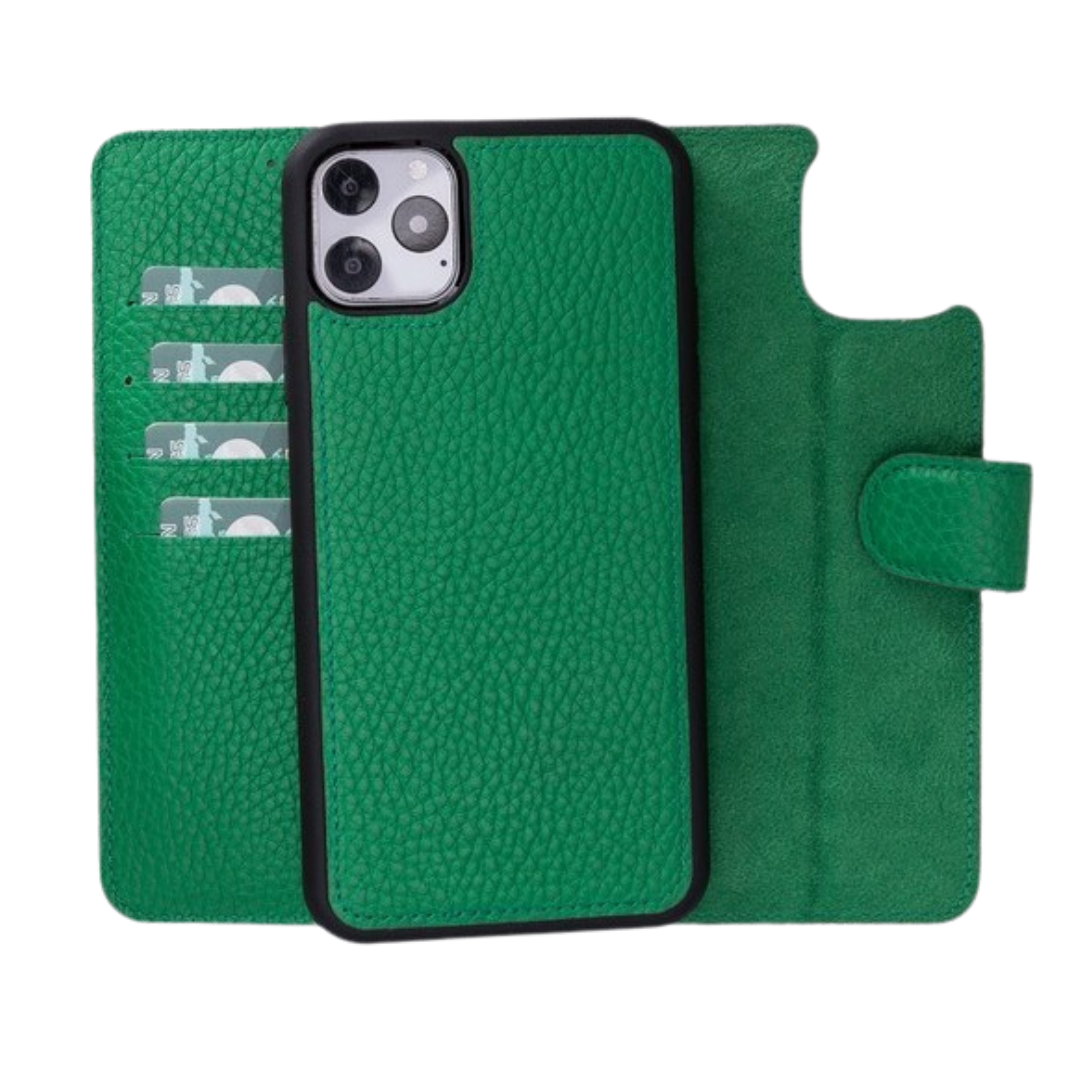 Apple iPhone 11 Pro Compatible Leather Wallet Case ERC4 Green