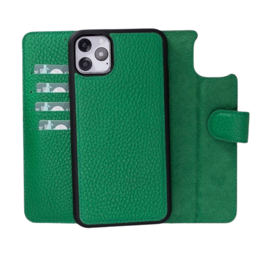 Apple iPhone 11 Pro Compatible Leather Wallet Case ERC4 Green