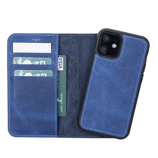 Apple iPhone 12 mini Compatible Leather Wallet Case G21 Blue