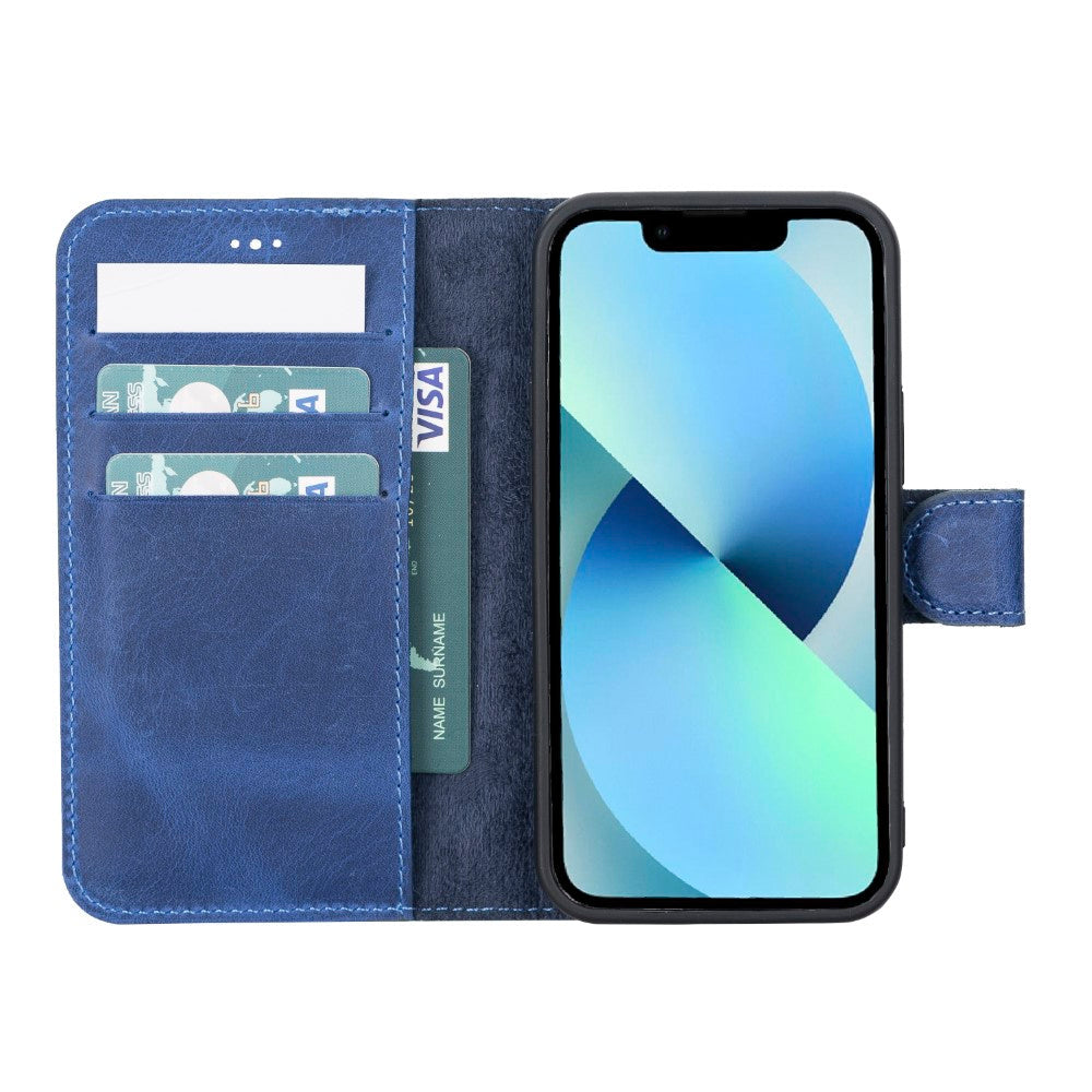 Apple iPhone 12 mini Compatible Leather Wallet Case G21 Blue