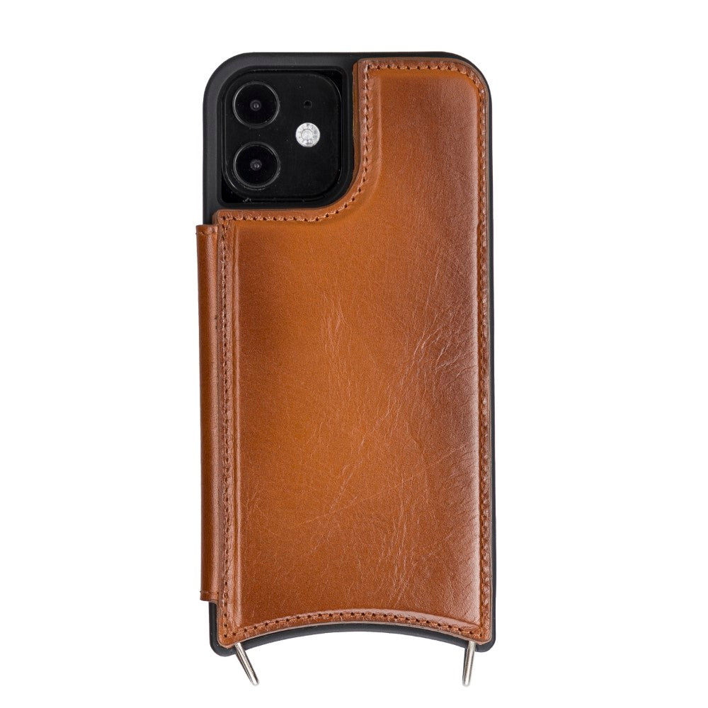 Apple iPhone 12 Pro Compatible Leather Strap Case UFW RST2EF Brown