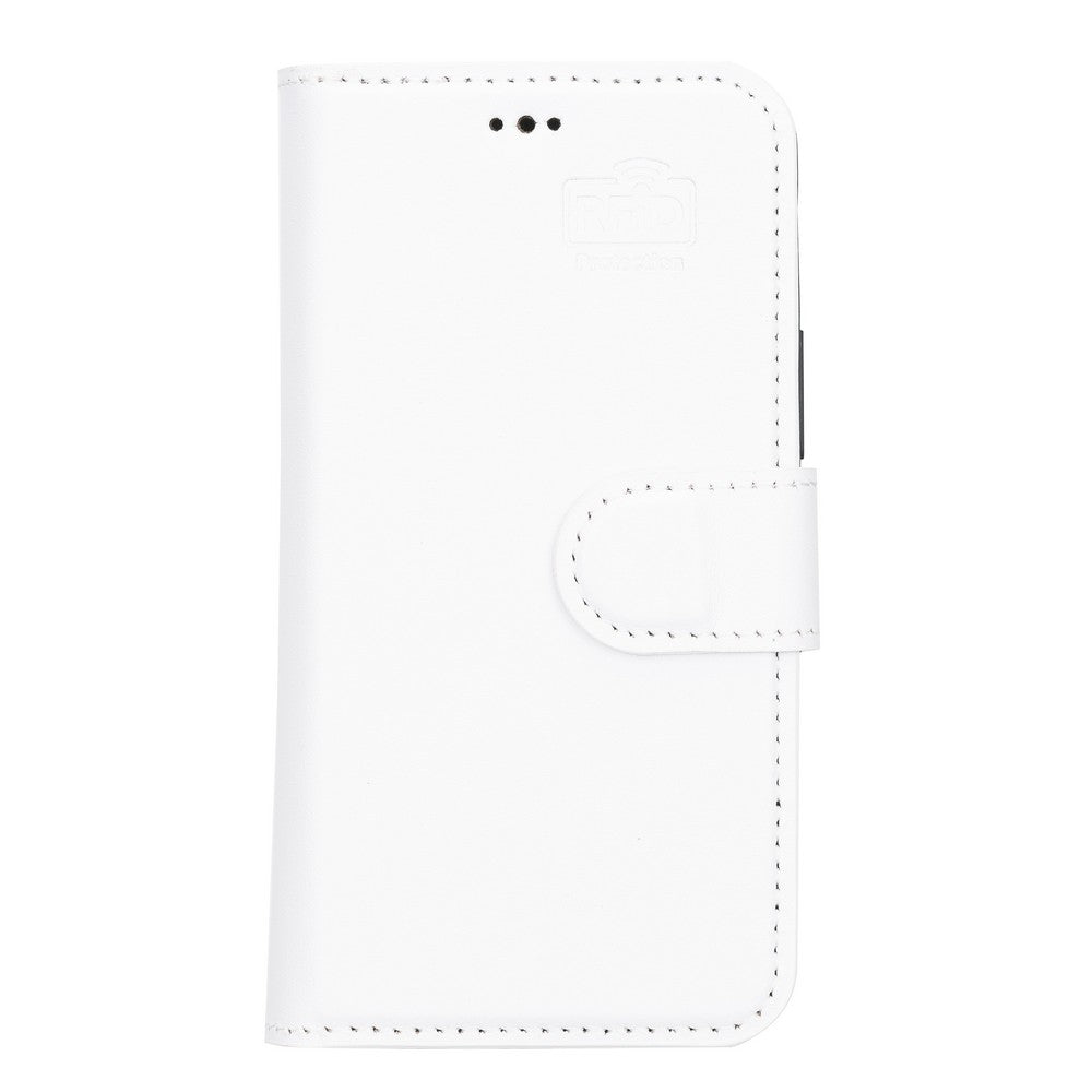 Apple iPhone 13 Mini Compatible Leather Wallet Case F3 White