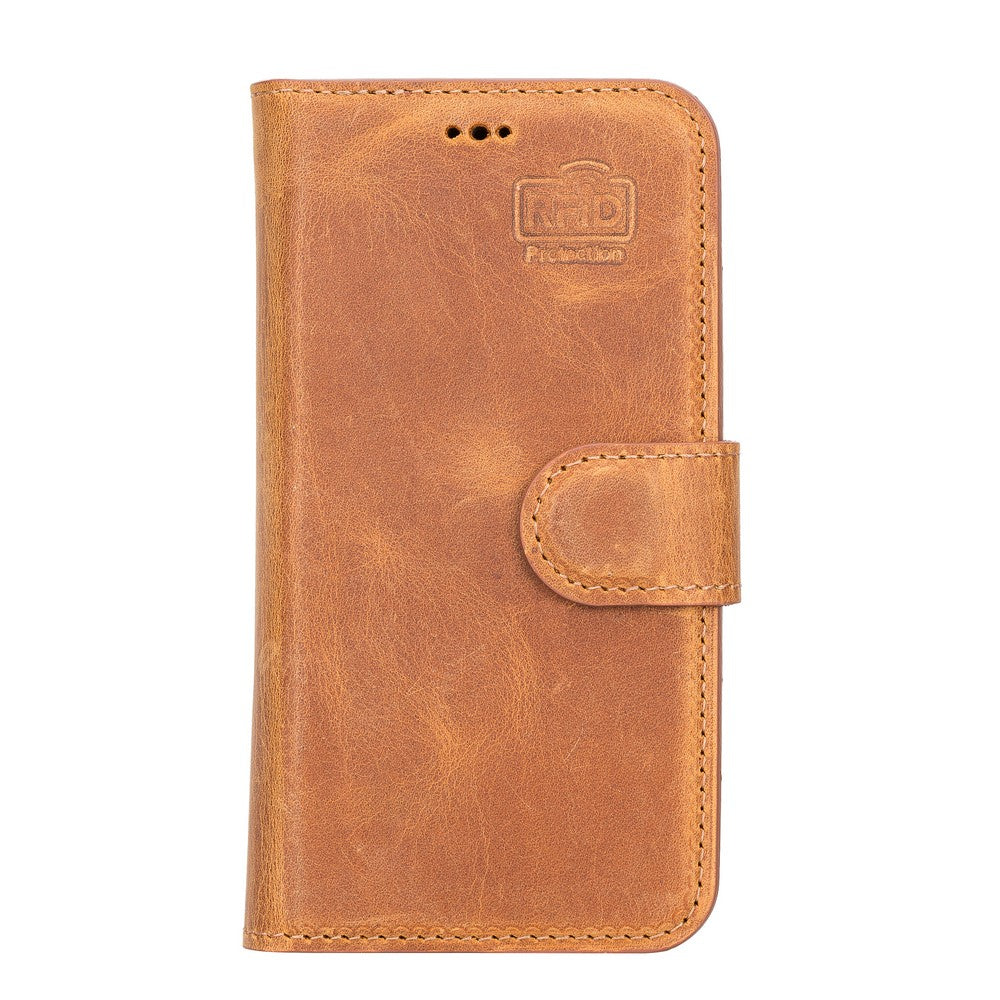 Apple iPhone 13 Mini Compatible Leather Wallet Case G19 Tan