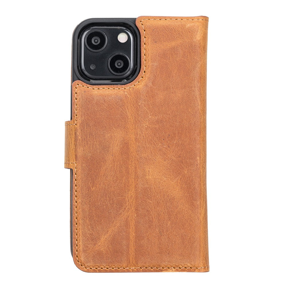 Apple iPhone 13 Mini Compatible Leather Wallet Case G19 Tan