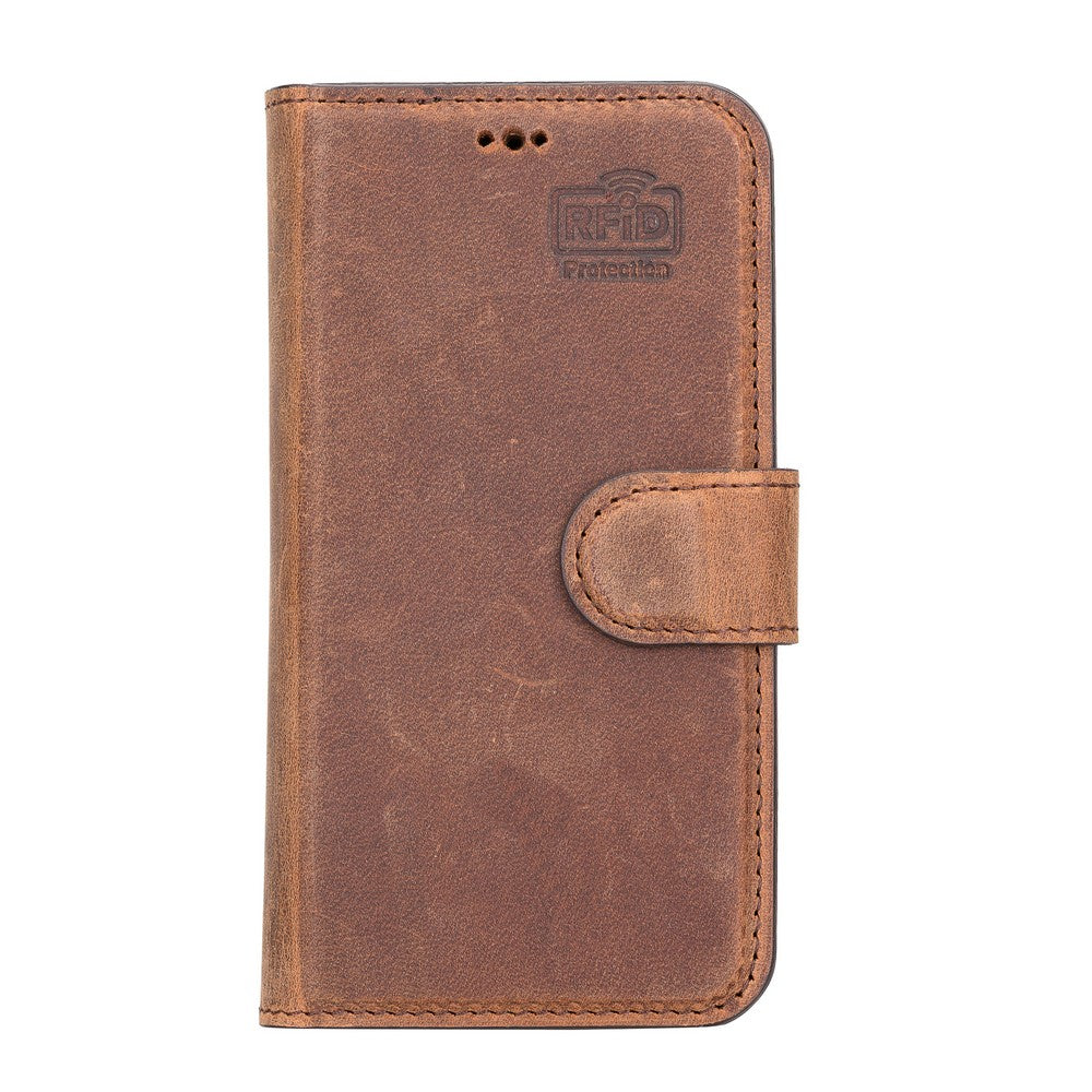 Apple iPhone 13 Mini Compatible Leather Wallet Case G2 Brown