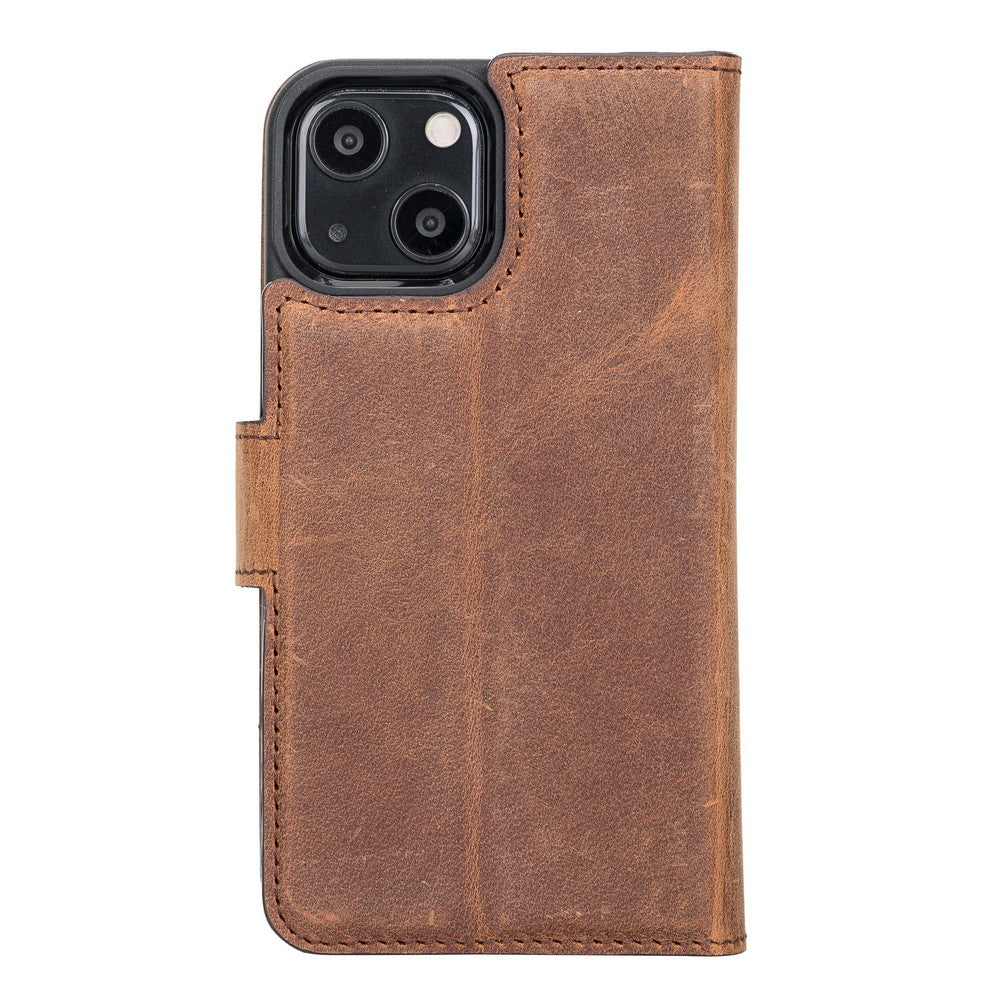 Apple iPhone 13 Mini Compatible Leather Wallet Case G2 Brown