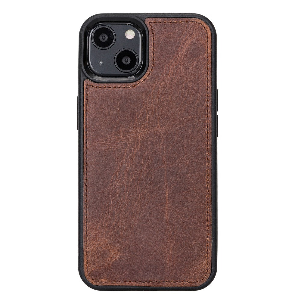 Apple iPhone 13 Mini Compatible Leather Wallet Case Santa G2 Brown