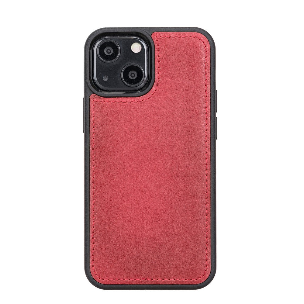 Apple iPhone 13 Mini Compatible Leather Wallet Case V4EF Red