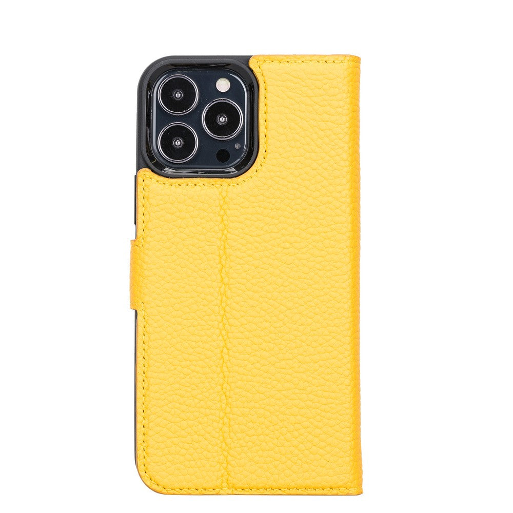 Apple iPhone 13 Pro Max Compatible Leather Wallet Case FL12 Yellow