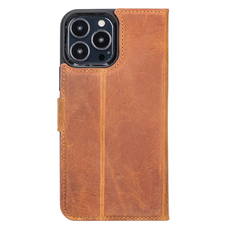 Apple iPhone 13 Pro Max Compatible Leather Wallet Case G19 Tan