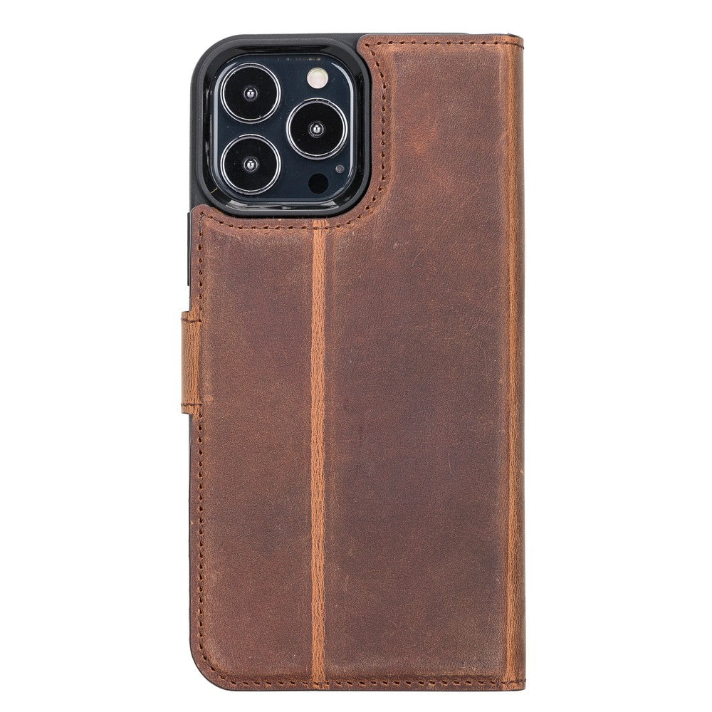 Apple iPhone 13 Pro Max Compatible Leather Wallet Case G2 Brown