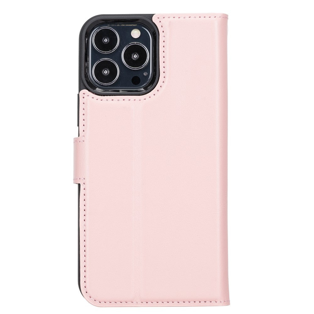 Apple iPhone 13 Pro Max Compatible Leather Wallet Case NU2 Pink