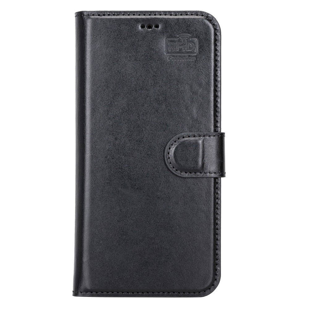 Apple iPhone 13 Pro Max Compatible Leather Wallet Case RST1 Black