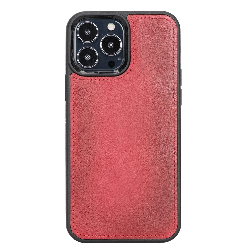 Apple iPhone 13 Pro Max Compatible Leather Wallet Case V4EF Red