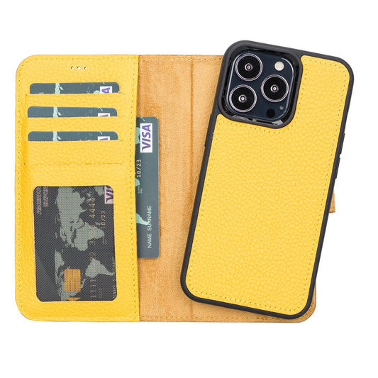 Apple iPhone 13 Pro Compatible Leather Wallet Case FL12 Yellow