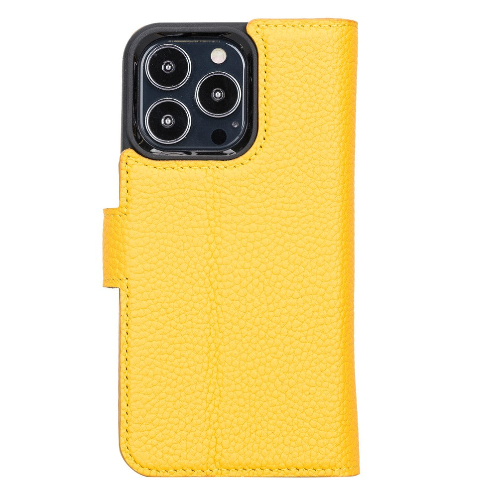 Apple iPhone 13 Pro Compatible Leather Wallet Case FL12 Yellow