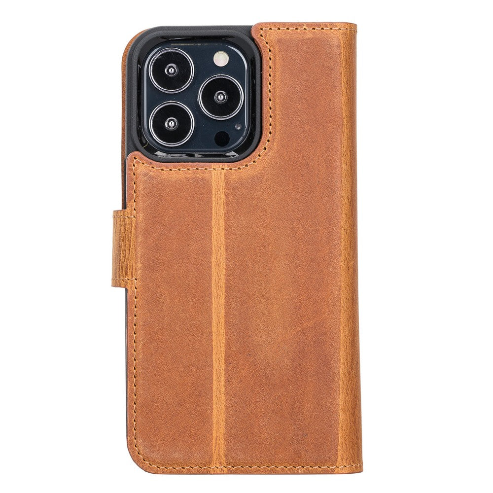 Apple iPhone 13 Pro Compatible Leather Wallet Case G19 Tan