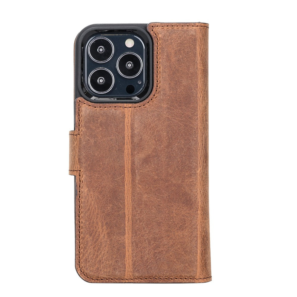 Apple iPhone 13 Pro Compatible Leather Wallet Case G2 Brown