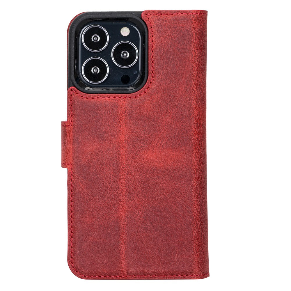 Apple iPhone 13 Pro Compatible Leather Wallet Case Liluri G4 Red