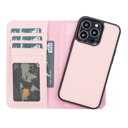 Apple iPhone 13 Pro Compatible Leather Wallet Case NU2 Pink