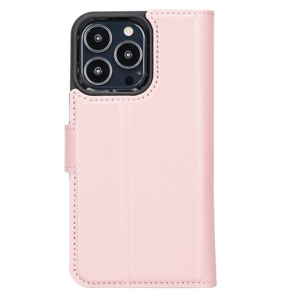 Apple iPhone 13 Pro Compatible Leather Wallet Case NU2 Pink