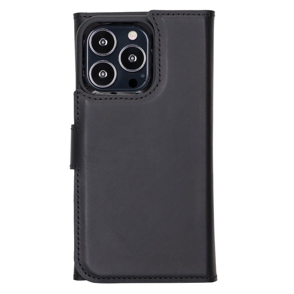 Apple iPhone 13 Pro Compatible Leather Wallet Case Santa G1 Black