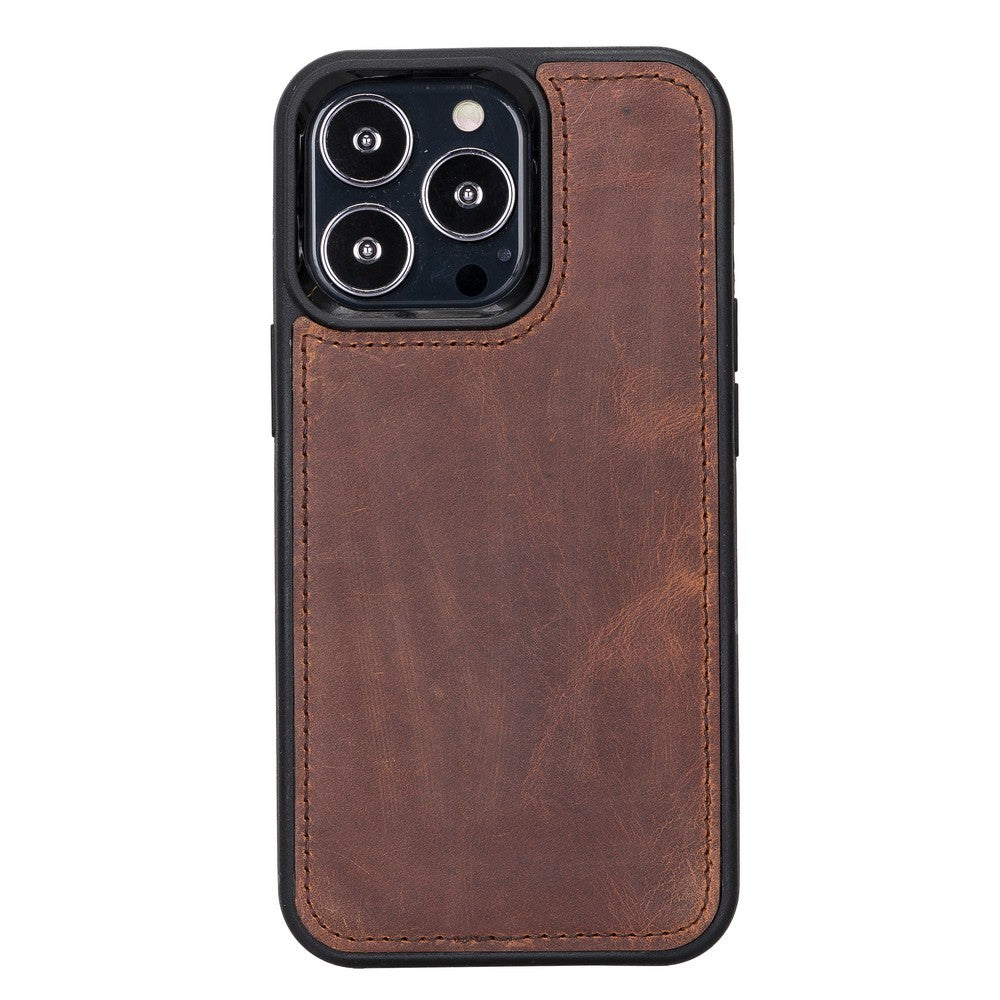 Apple iPhone 13 Pro Compatible Leather Wallet Case Santa G2 Brown