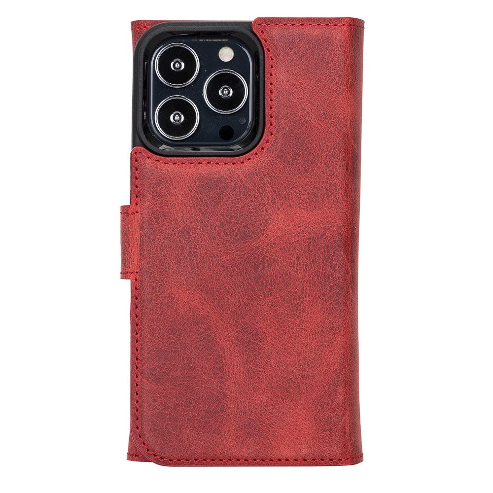 Apple iPhone 13 Pro Compatible Leather Wallet Case Santa G4 Red