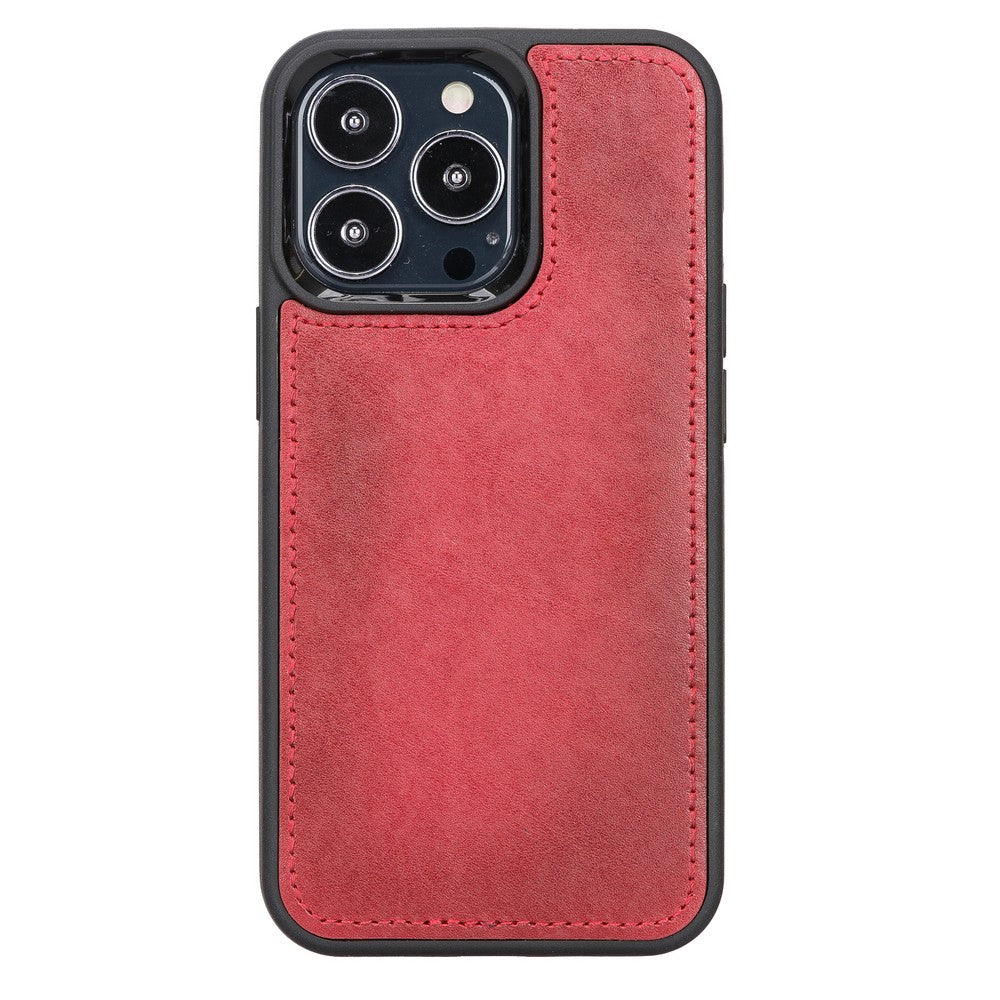 Apple iPhone 13 Pro Compatible Leather Wallet Case V4EF Red