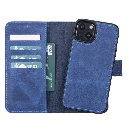 Apple iPhone 13 Pro Compatible Leather Wallet Case G21 Blue