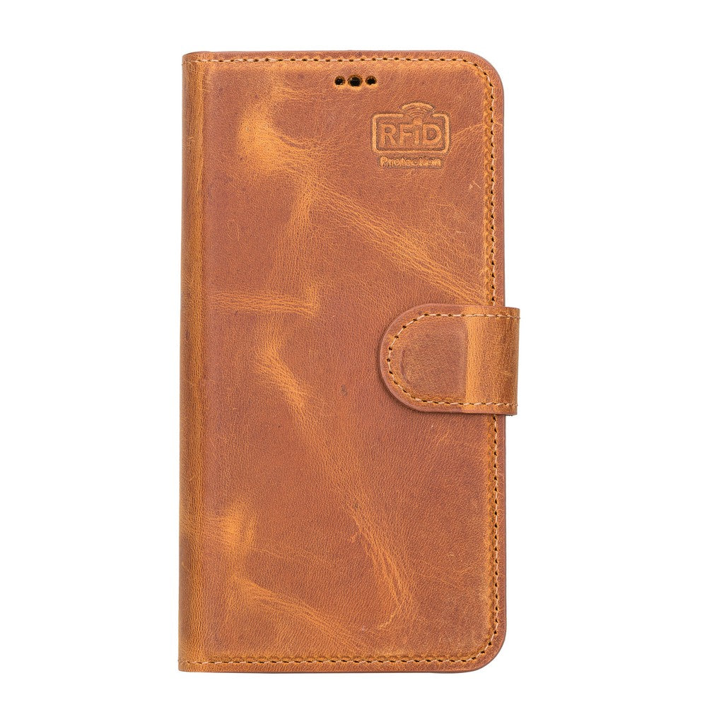 Apple iPhone 13 Compatible Leather Wallet Case G19 Tan