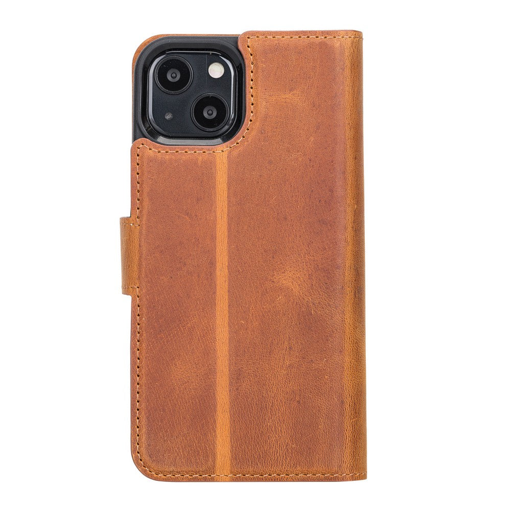 Apple iPhone 13 Compatible Leather Wallet Case G19 Tan