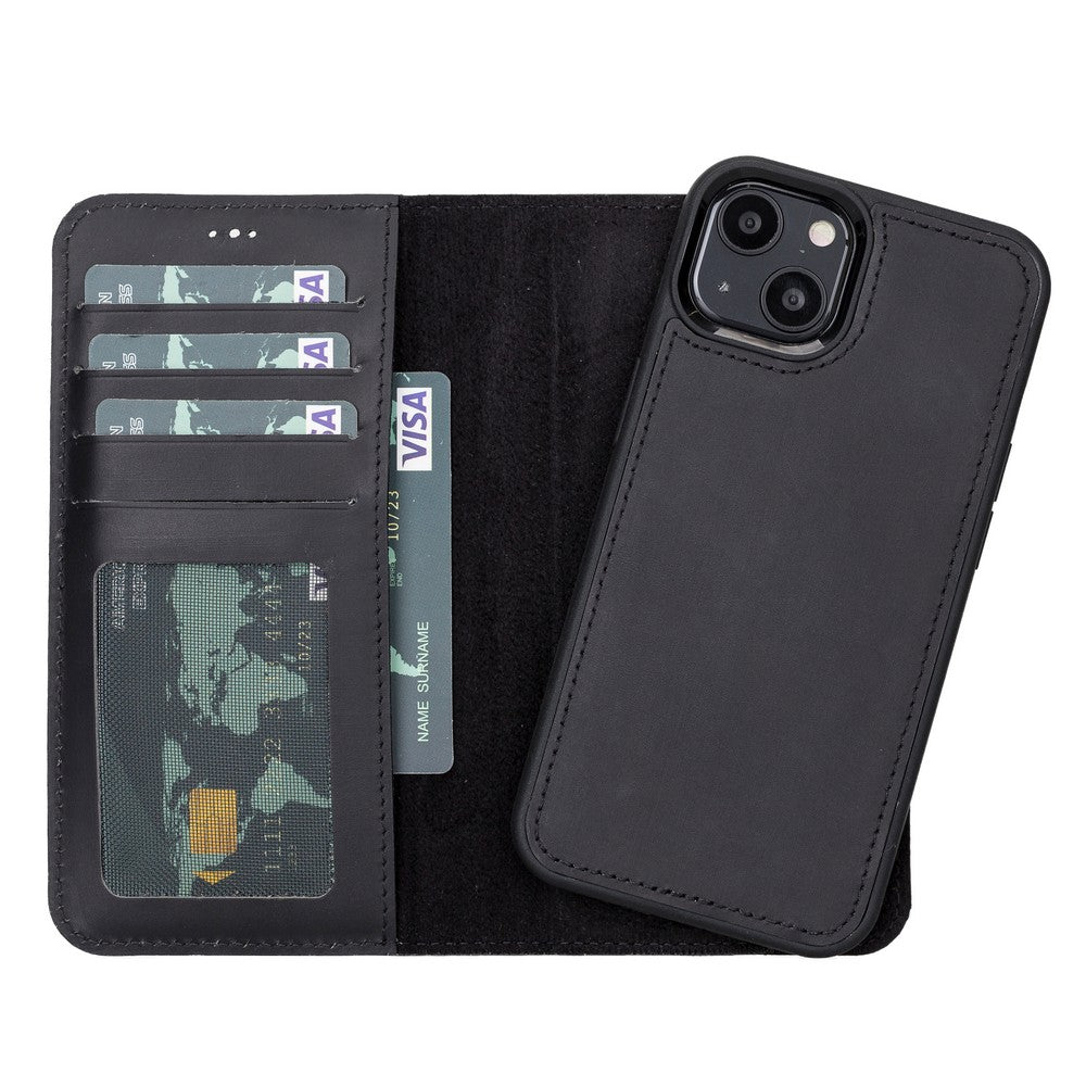 Apple iPhone 13 Compatible Leather Wallet Case Liluri G1 Black